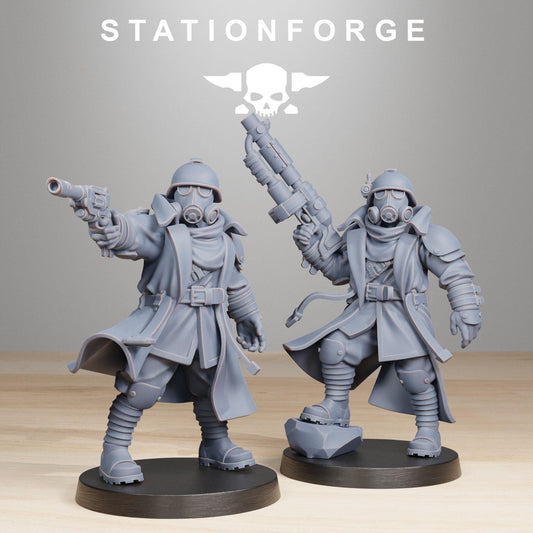 GrimGuard Scorchers Officers, Death Korps Proxy, Sci-Fi Wargames Miniatures by STATIONFORGE