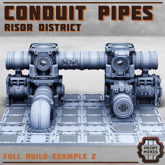 Conduit Pipes - Risor District - Sci-Fi Space Industrial Terrain by Print Minis - Modular set