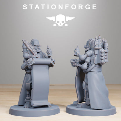 Scavenger Vicars, Space Techno-bots, modular Sci-Fi warriors by STATIONFORGE, Sci-Fi Wargames Cyber-themed Grimdark miniatures