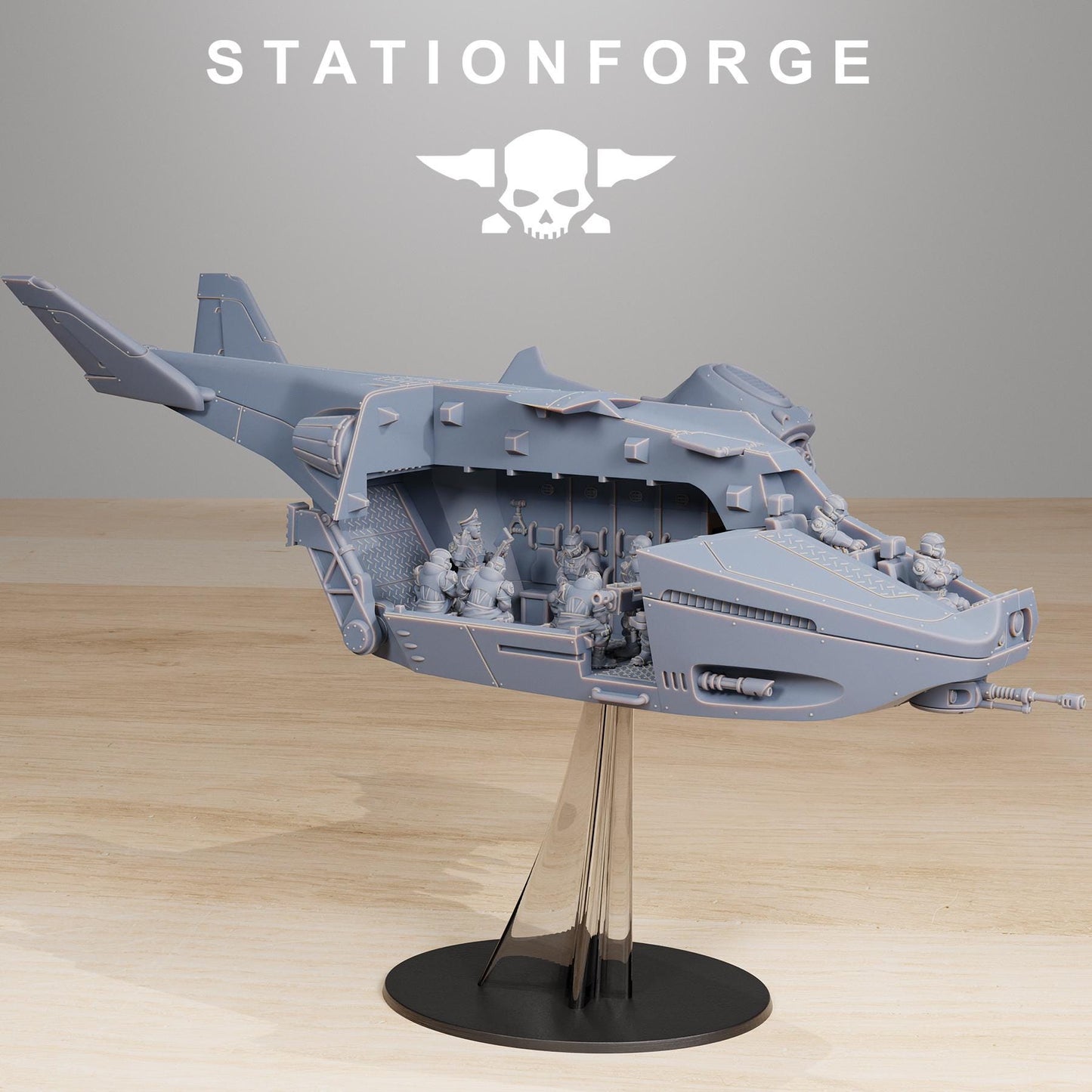 Vaskar Dropship, Modular Sci-Fi Guardsmen Warplane by STATIONFORGE, Sci-fi Wargames Proxy, Imperial Guard Transport
