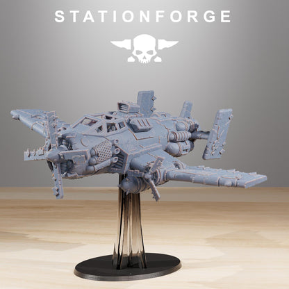 Orkaz Plane, Space-Faring Orkish Menace Sculpted by STATIONFORGE, Grimdark Compatible, Sci-Fi Wargame Scale