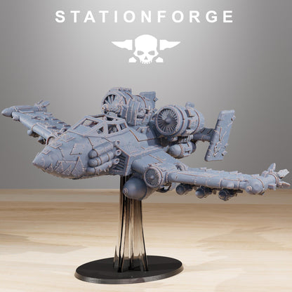Orkaz Plane, Space-Faring Orkish Menace Sculpted by STATIONFORGE, Grimdark Compatible, Sci-Fi Wargame Scale