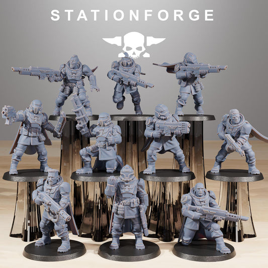 Vaskar Freedom Fighters, Death Korps Proxy, Sci-Fi Wargames Miniatures by STATIONFORGE