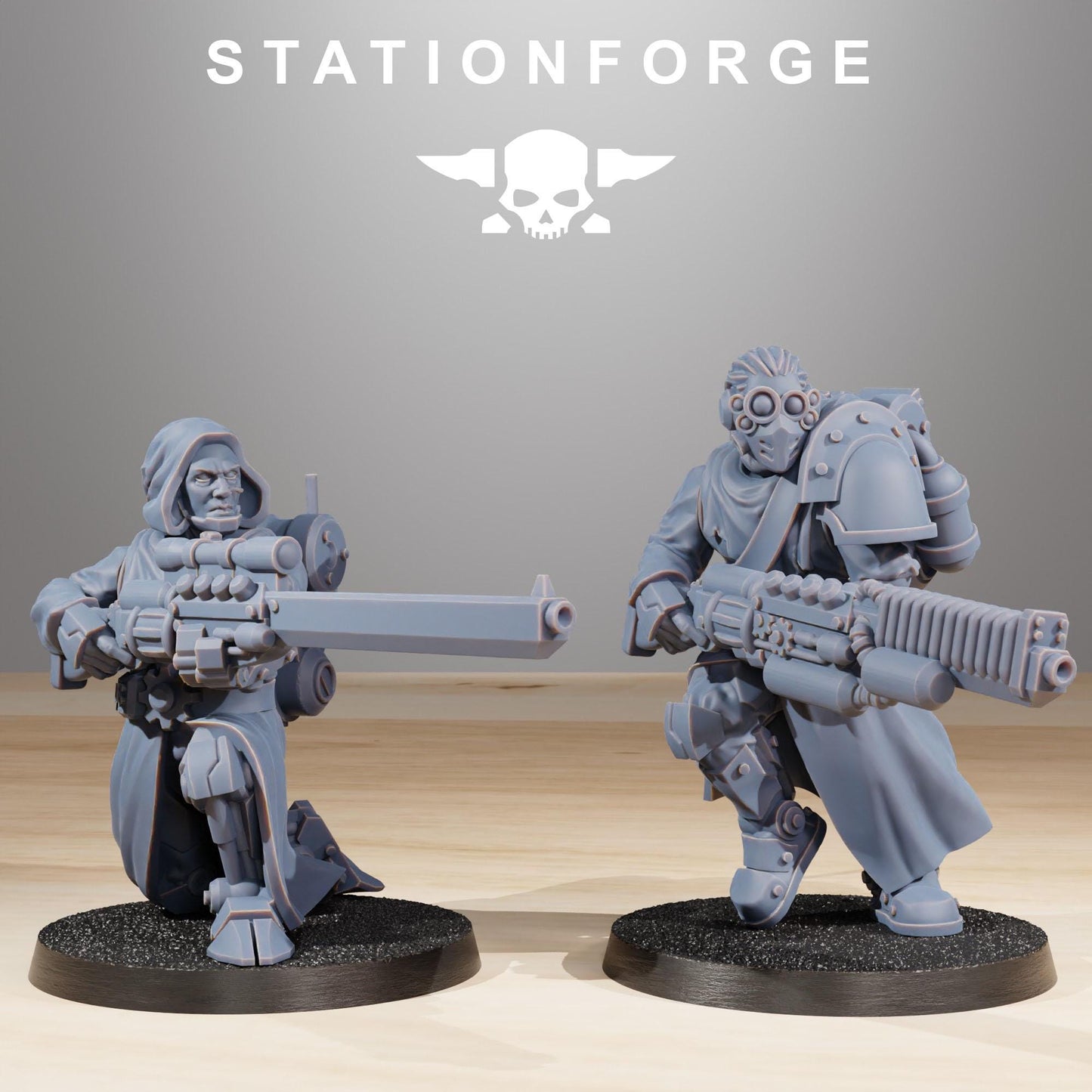 Scavenger infantry Builder, Space Techno-bots, modular Sci-Fi warriors by STATIONFORGE, Sci-Fi Wargames Cyber-themed Grimdark miniatures