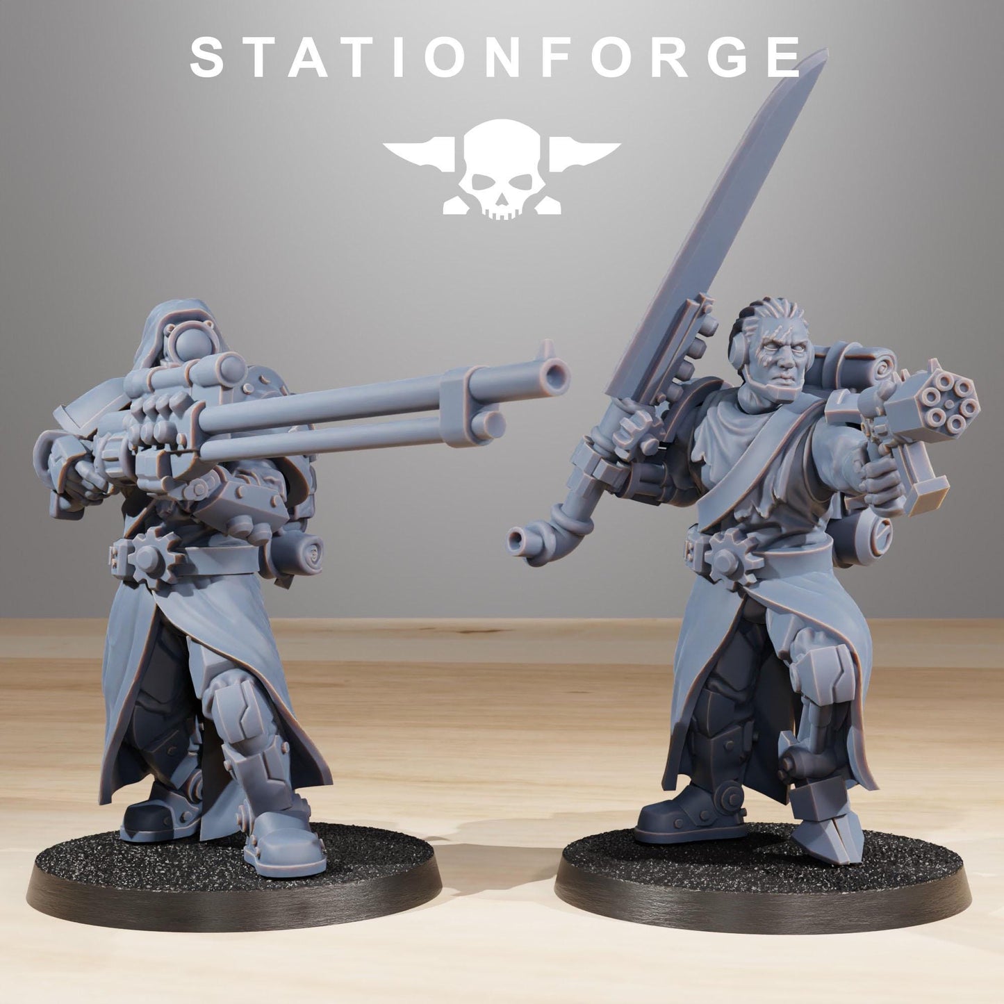 Scavenger infantry Builder, Space Techno-bots, modular Sci-Fi warriors by STATIONFORGE, Sci-Fi Wargames Cyber-themed Grimdark miniatures