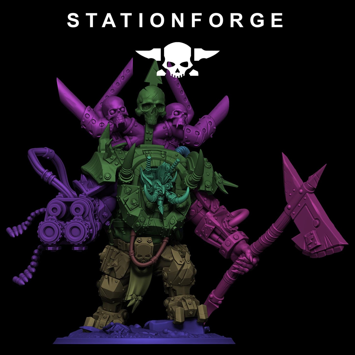 Orkaz Troll Boss, Space-Faring Orkish Menace Sculpted by STATIONFORGE, Grimdark Compatible, Sci-Fi Wargame Scale