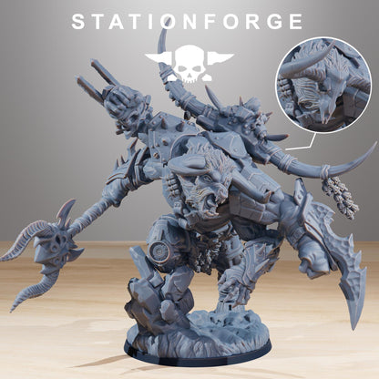 Corrupted Beasts Leader, Space-Faring Beastly Menace Sculpted by STATIONFORGE, Grimdark Compatible, Sci-Fi Wargame Scale