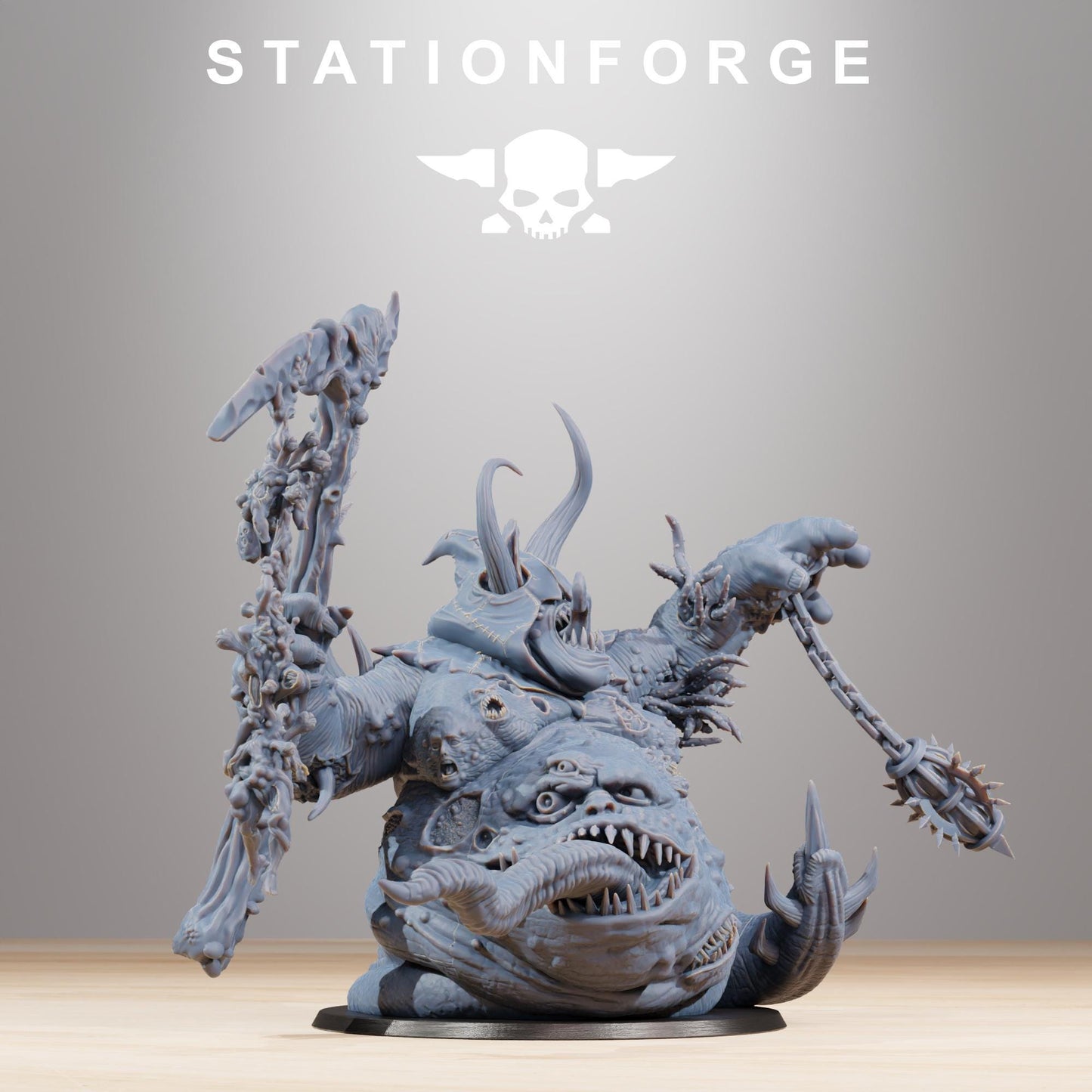 Corrupted Guard Sporeus, Chaotic Daemonic Monopose Miniatures Sculpted by STATIONFORGE  for Wargames set in the Grimdark Future