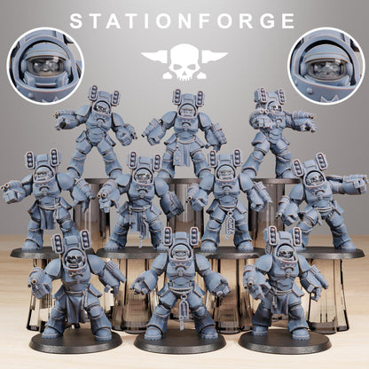 Socratis Support Vanguard, Modular Sci-Fi Marine warriors by STATIONFORGE, Grimdark Wargames Proxy
