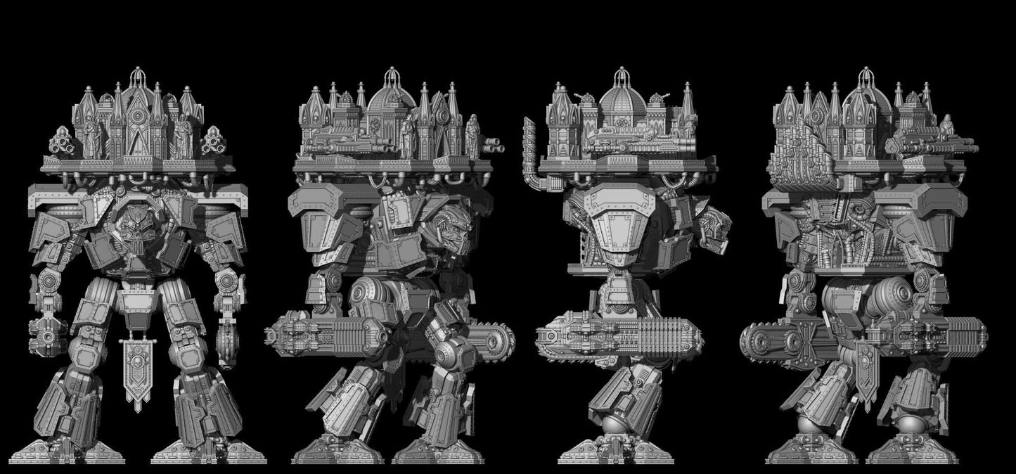 Scavenger Trident, Modular Sci-Fi Titanic Warbot by STATIONFORGE, Grimdark Wargames Proxy