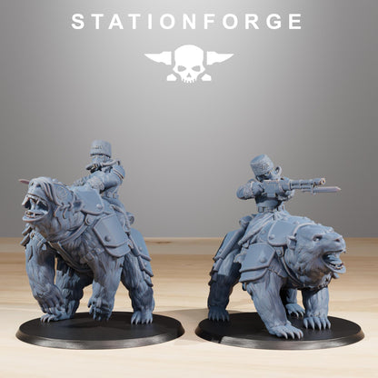 GrimGuard Bear Riders Modular Set Miniatures by STATIONFORGE,  Imperial guard cavalry regiment