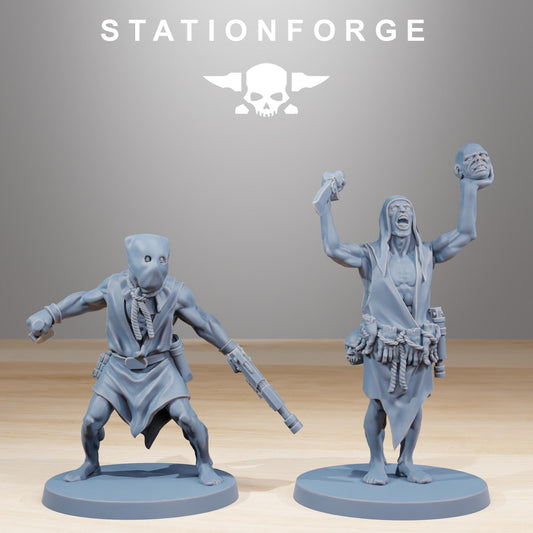 Corrupted Guard Fanatics, Chaos Worshipper Sci-Fi Wargames Miniatures by STATIONFORGE, Corrupted Imperial Guard