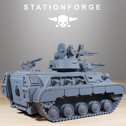 GrimGuard Support Tank, Modular Sci-Fi Guardsmen Vehicle by STATIONFORGE, Sci-fi Wargames Proxy, Imperial Guard Transport ATV