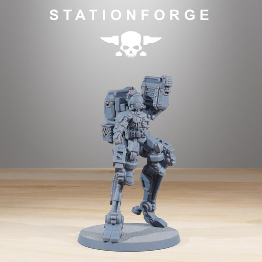 Scavenger Wayfarer, Space Techno-bots, modular Sci-Fi warriors by STATIONFORGE, Sci-Fi Wargames Cyber-themed Grimdark miniatures