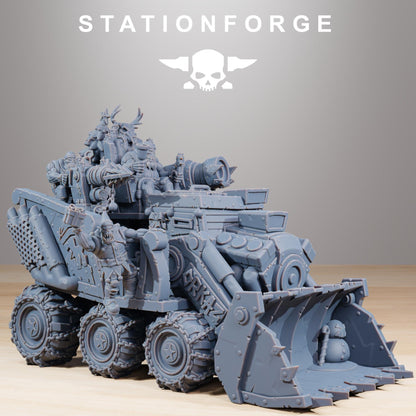 Orkaz Festivator, Space-Faring Orkish Menace Sculpted by STATIONFORGE, Grimdark Compatible, Sci-Fi Wargame Scale