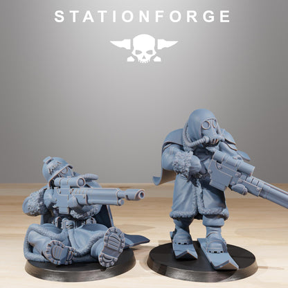 GrimGuard Frostwatch Marksmen, Death Korps Proxy, Sci-Fi Wargames Miniatures by STATIONFORGE