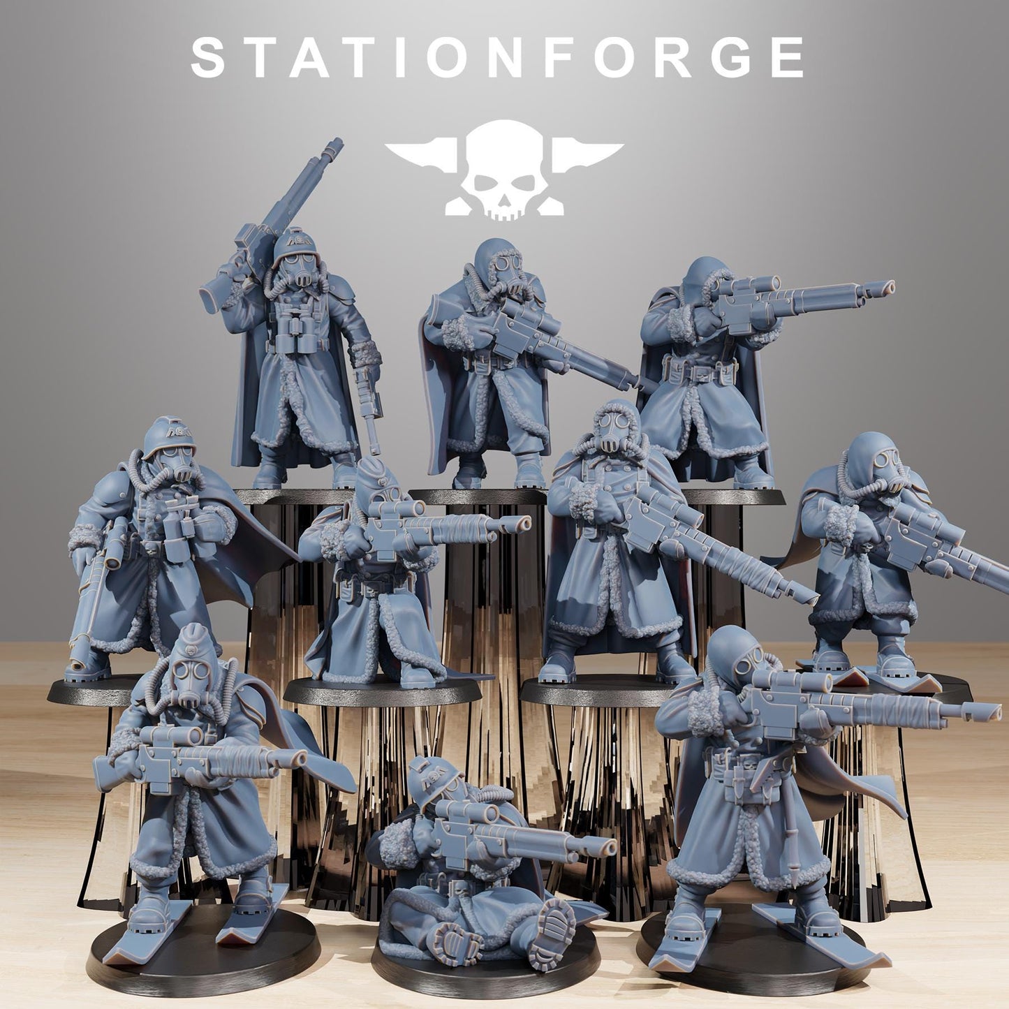 GrimGuard Frostwatch Marksmen, Death Korps Proxy, Sci-Fi Wargames Miniatures by STATIONFORGE