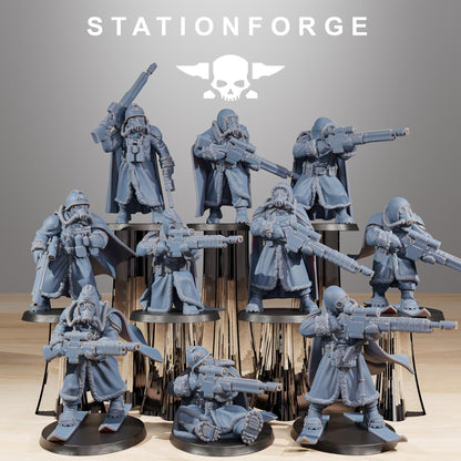 GrimGuard Frostwatch Marksmen, Death Korps Proxy, Sci-Fi Wargames Miniatures by STATIONFORGE