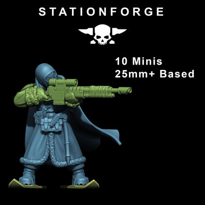 GrimGuard Frostwatch Marksmen, Death Korps Proxy, Sci-Fi Wargames Miniatures by STATIONFORGE