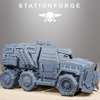 Orkaz Party Wagon, Space-Faring Orkish Menace Sculpted by STATIONFORGE, Grimdark Compatible, Sci-Fi Wargame Scale