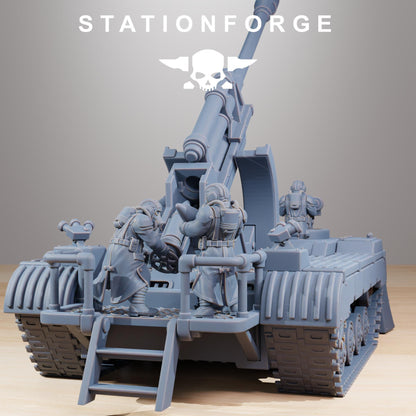 GrimGuard Mobile Artillery Modular Sci-Fi Guardsmen Vehicle by STATIONFORGE, Sci-fi Wargames Proxy, Imperial Guard Transport Truck