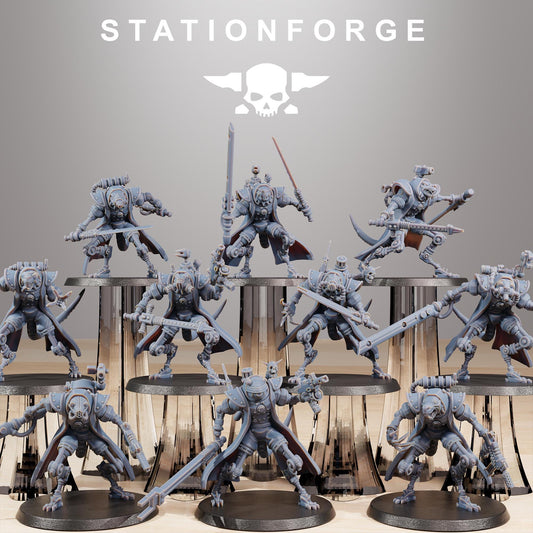 Raticus Curdsters, Space Techno-Rats, monopose Sci-Fi warriors by STATIONFORGE, Sci-Fi Wargames Rat-Themed Grimdark miniatures