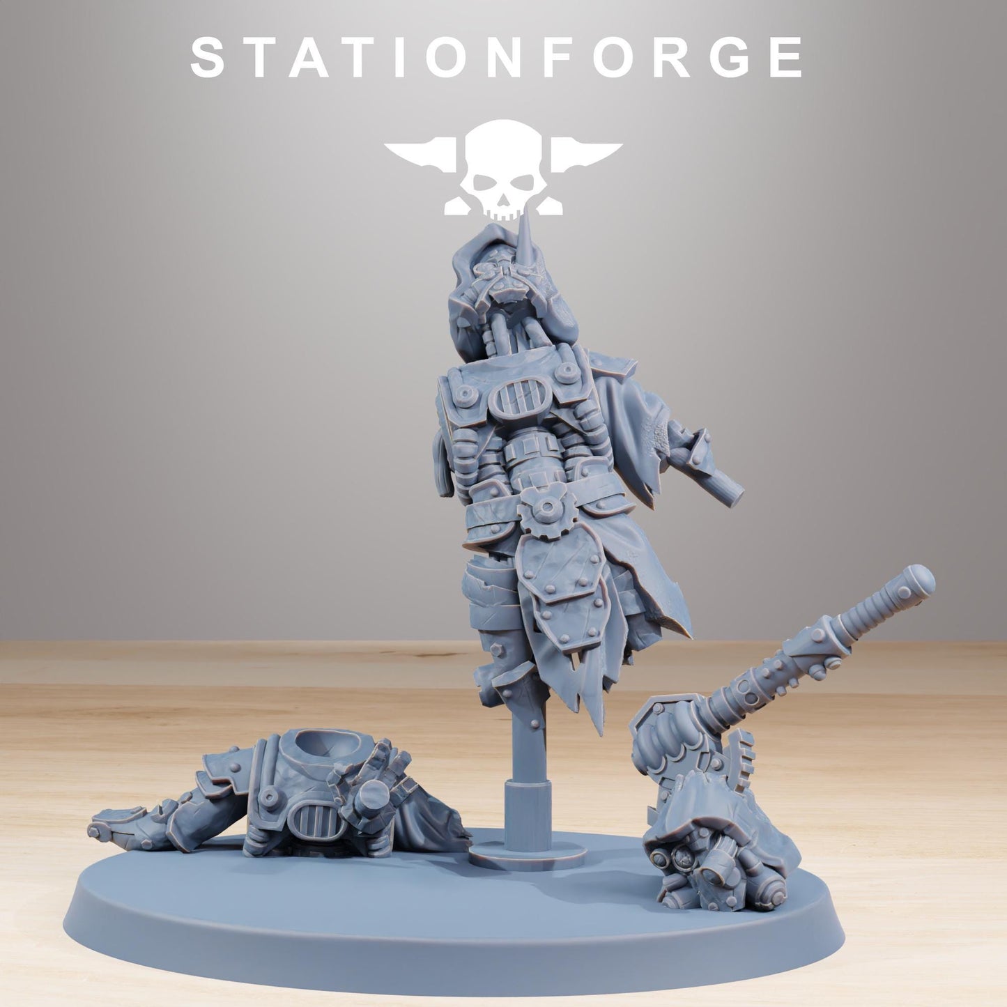 Scavenger Wounded, Space Techno-bots, modular Sci-Fi warriors by STATIONFORGE, Sci-Fi Wargames Cyber-themed Grimdark miniatures