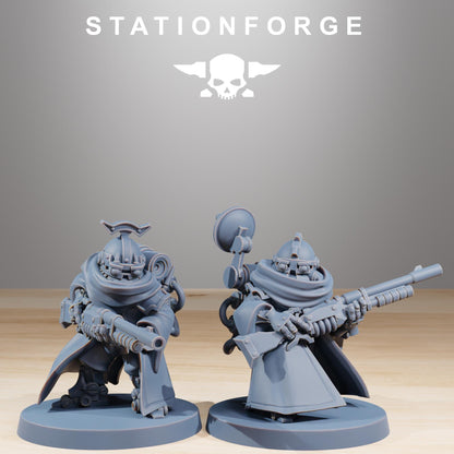 Scavenger Advanced Junkards, Space Techno-bots, modular Sci-Fi warriors by STATIONFORGE, Sci-Fi Wargames Cyber-themed Grimdark miniatures