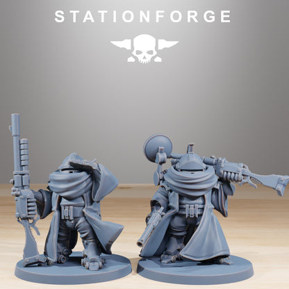 Scavenger Advanced Junkards, Space Techno-bots, modular Sci-Fi warriors by STATIONFORGE, Sci-Fi Wargames Cyber-themed Grimdark miniatures