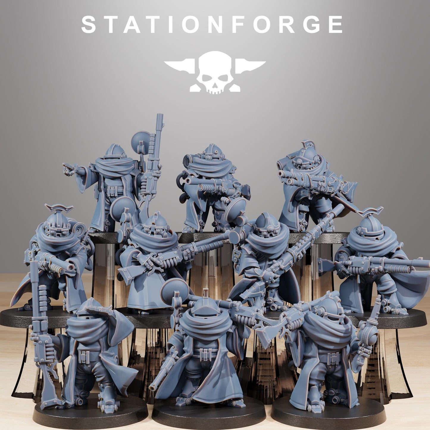 Scavenger Advanced Junkards, Space Techno-bots, modular Sci-Fi warriors by STATIONFORGE, Sci-Fi Wargames Cyber-themed Grimdark miniatures