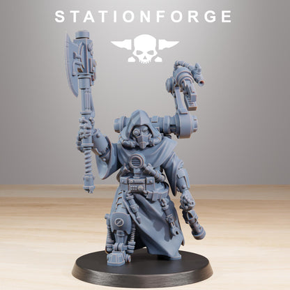 Scavenger Commander, Space Techno-bots, modular Sci-Fi warriors by STATIONFORGE, Sci-Fi Wargames Cyber-themed Grimdark miniatures