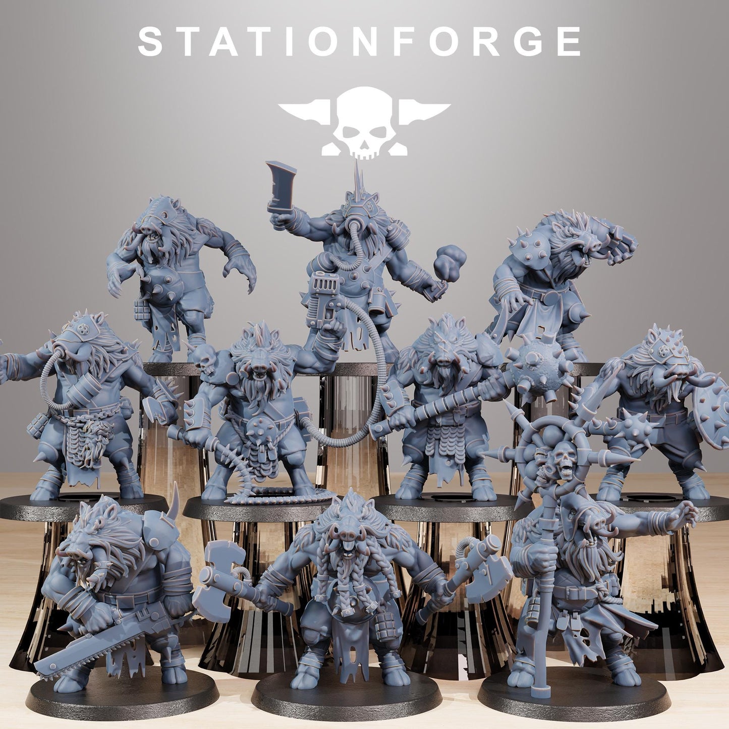 Corrupted Beasts, Space-Faring Orkish Menace Sculpted by STATIONFORGE, Grimdark Compatible, Sci-Fi Wargame Scale