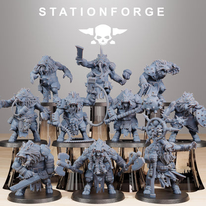 Corrupted Beasts, Space-Faring Orkish Menace Sculpted by STATIONFORGE, Grimdark Compatible, Sci-Fi Wargame Scale
