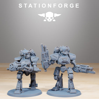 Scavenger Mechanods, Space Techno-bots, modular Sci-Fi warriors by STATIONFORGE, Sci-Fi Wargames Cyber-themed Grimdark miniatures