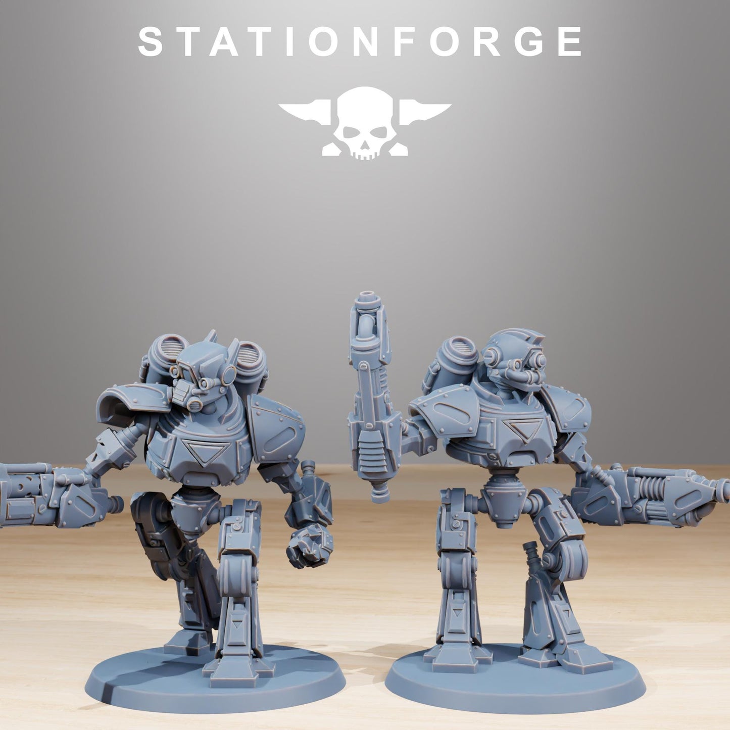 Scavenger Mechanods, Space Techno-bots, modular Sci-Fi warriors by STATIONFORGE, Sci-Fi Wargames Cyber-themed Grimdark miniatures