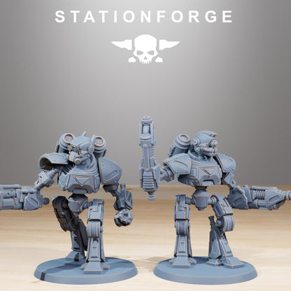 Scavenger Mechanods, Space Techno-bots, modular Sci-Fi warriors by STATIONFORGE, Sci-Fi Wargames Cyber-themed Grimdark miniatures