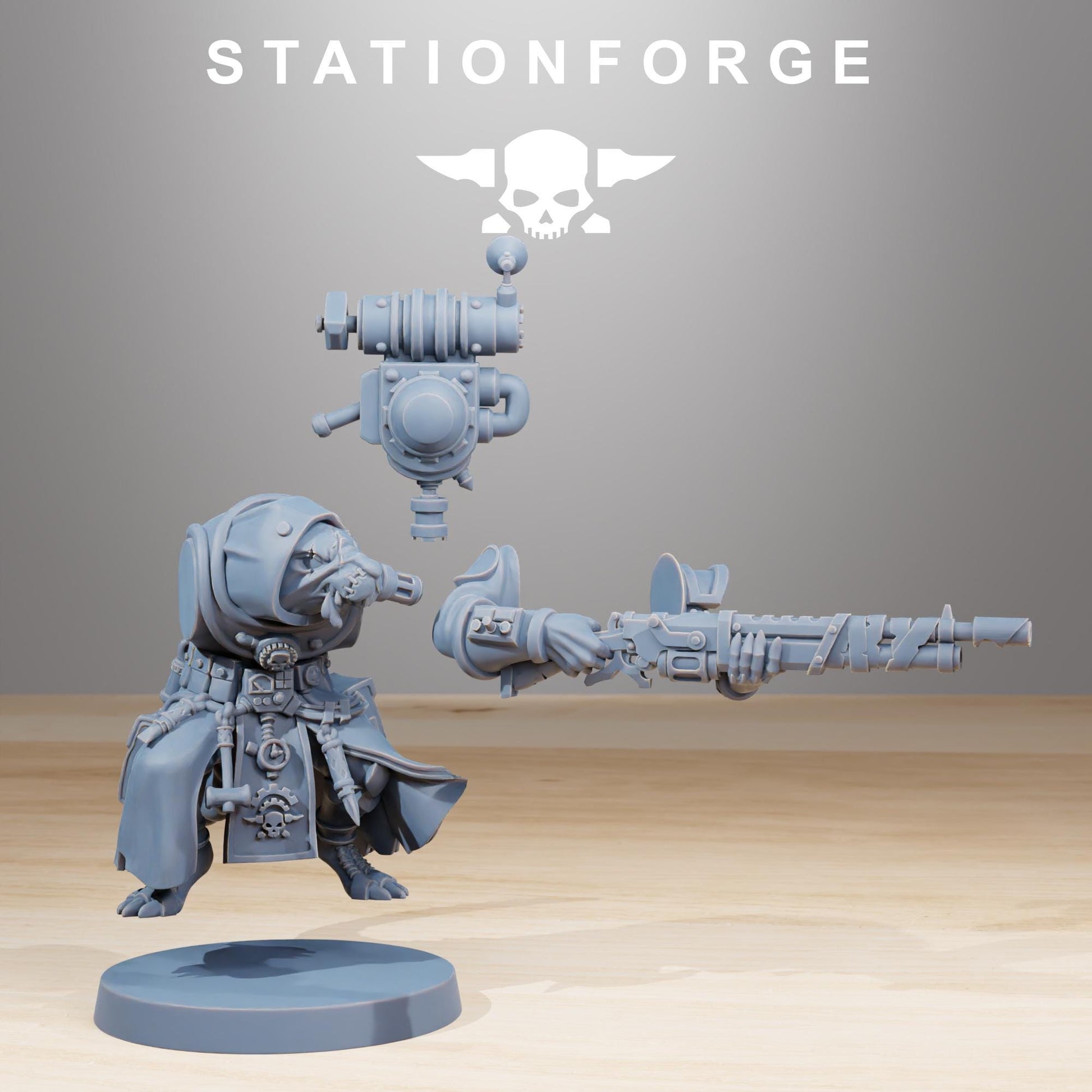 Raticus Grunts, Space Techno-Rats, monopose Sci-Fi warriors by STATIONFORGE, Sci-Fi Wargames Rat-Themed Grimdark miniatures