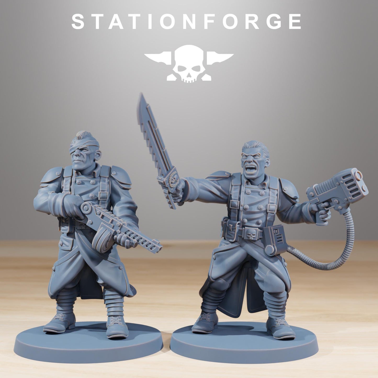 GrimGuard Combatants, Death Korps Proxy, Sci-Fi Wargames Miniatures by STATIONFORGE