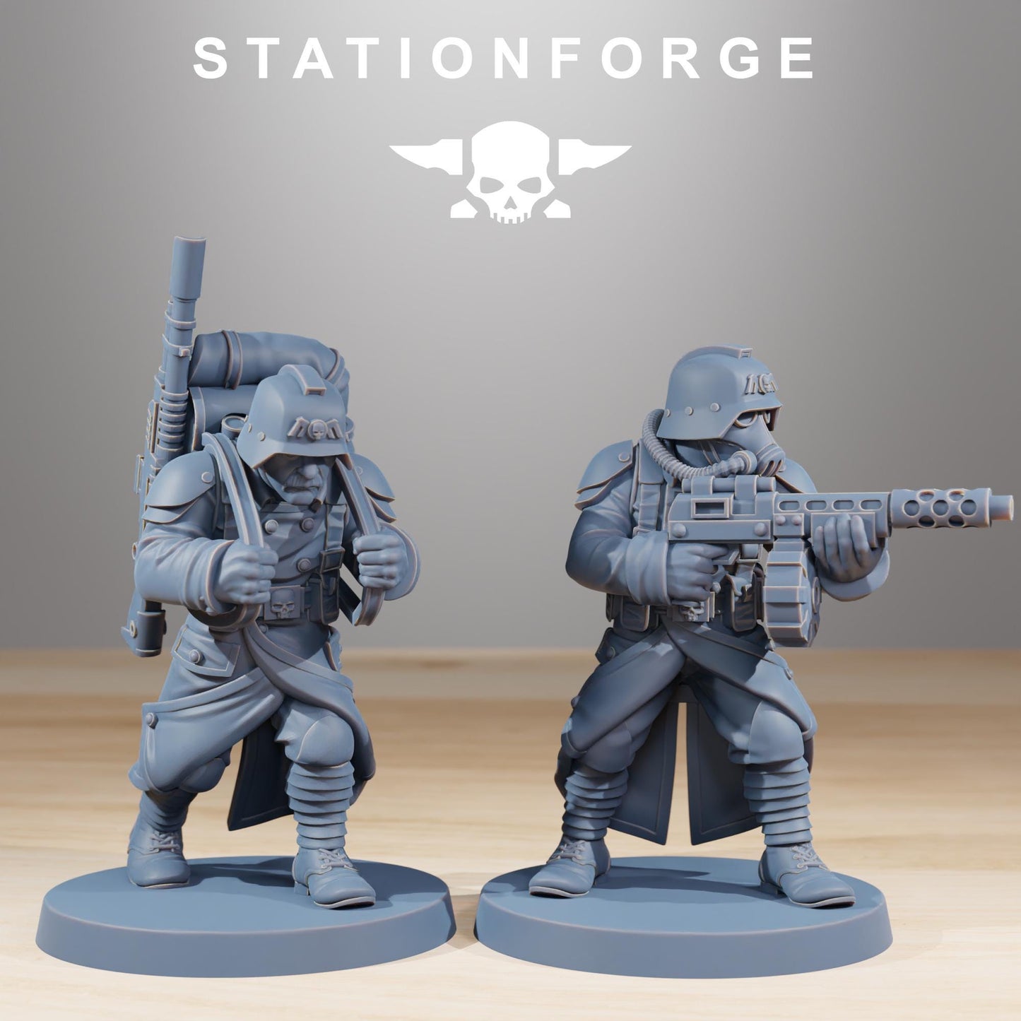 GrimGuard Combatants, Death Korps Proxy, Sci-Fi Wargames Miniatures by STATIONFORGE