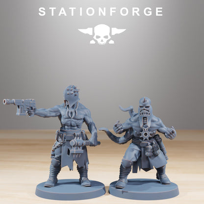 Corrupted Guard Sectarians, Chaos Worshipper Sci-Fi Wargames Miniatures by STATIONFORGE, Corrupted Imperial Guard