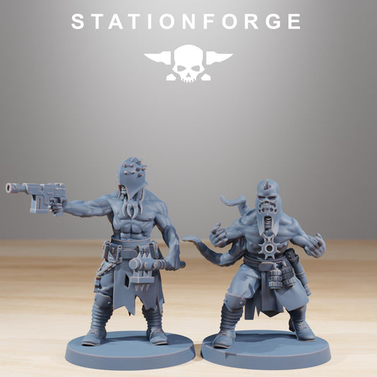 Corrupted Guard Sectarians, Chaos Worshipper Sci-Fi Wargames Miniatures by STATIONFORGE, Corrupted Imperial Guard