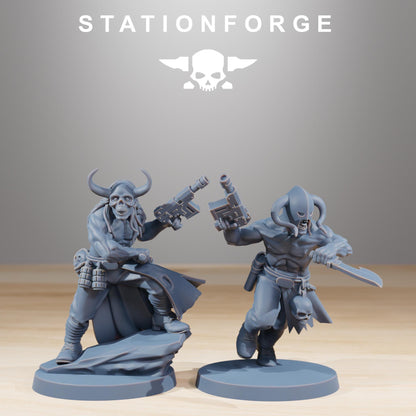 Corrupted Guard Sectarians, Chaos Worshipper Sci-Fi Wargames Miniatures by STATIONFORGE, Corrupted Imperial Guard