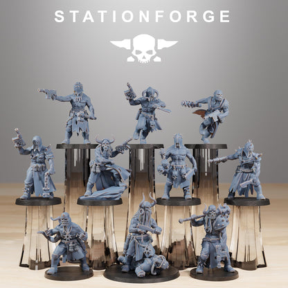 Corrupted Guard Sectarians, Chaos Worshipper Sci-Fi Wargames Miniatures by STATIONFORGE, Corrupted Imperial Guard