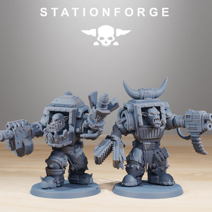 Orkaz Steelbrutes, Space-Faring Orkish Menace Sculpted by STATIONFORGE, Grimdark Compatible, Sci-Fi Wargame Scale