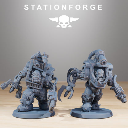 Orkaz Steelbrutes, Space-Faring Orkish Menace Sculpted by STATIONFORGE, Grimdark Compatible, Sci-Fi Wargame Scale