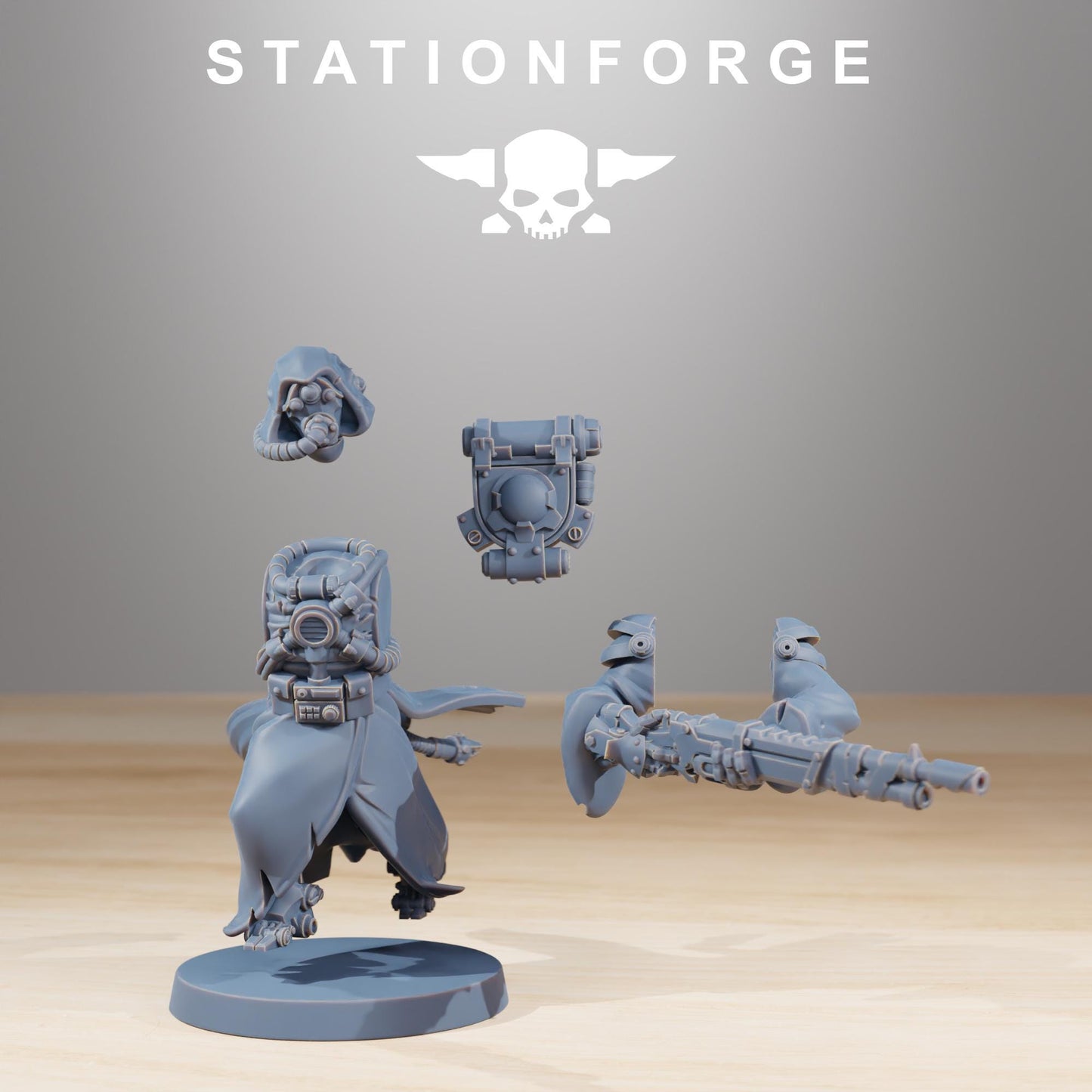 Scavenger Hunters, Space Techno-bots, modular Sci-Fi warriors by STATIONFORGE, Sci-Fi Wargames Cyber-themed Grimdark miniatures