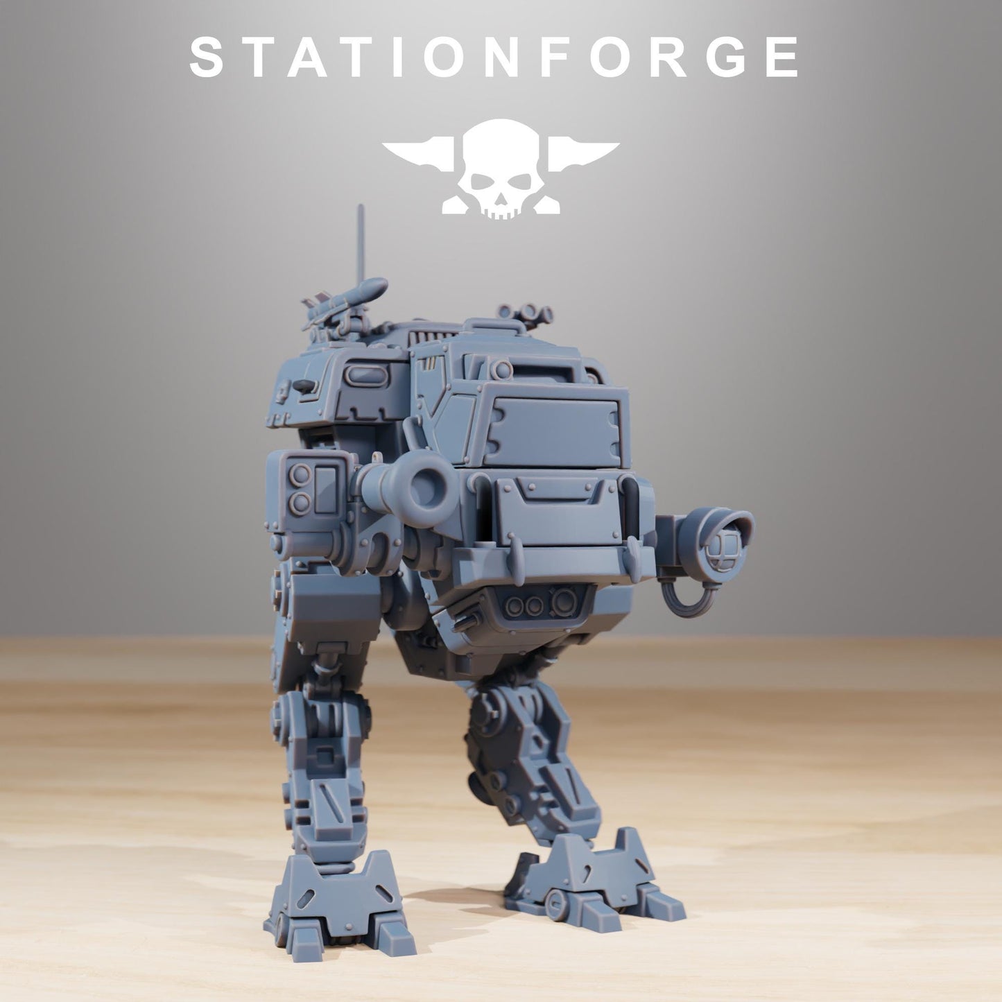 GrimGuard Walker Mk1, Modular Sci-Fi Guardsmen Vehicle by STATIONFORGE, Sci-fi Wargames Proxy, Imperial Guard Combat Walker