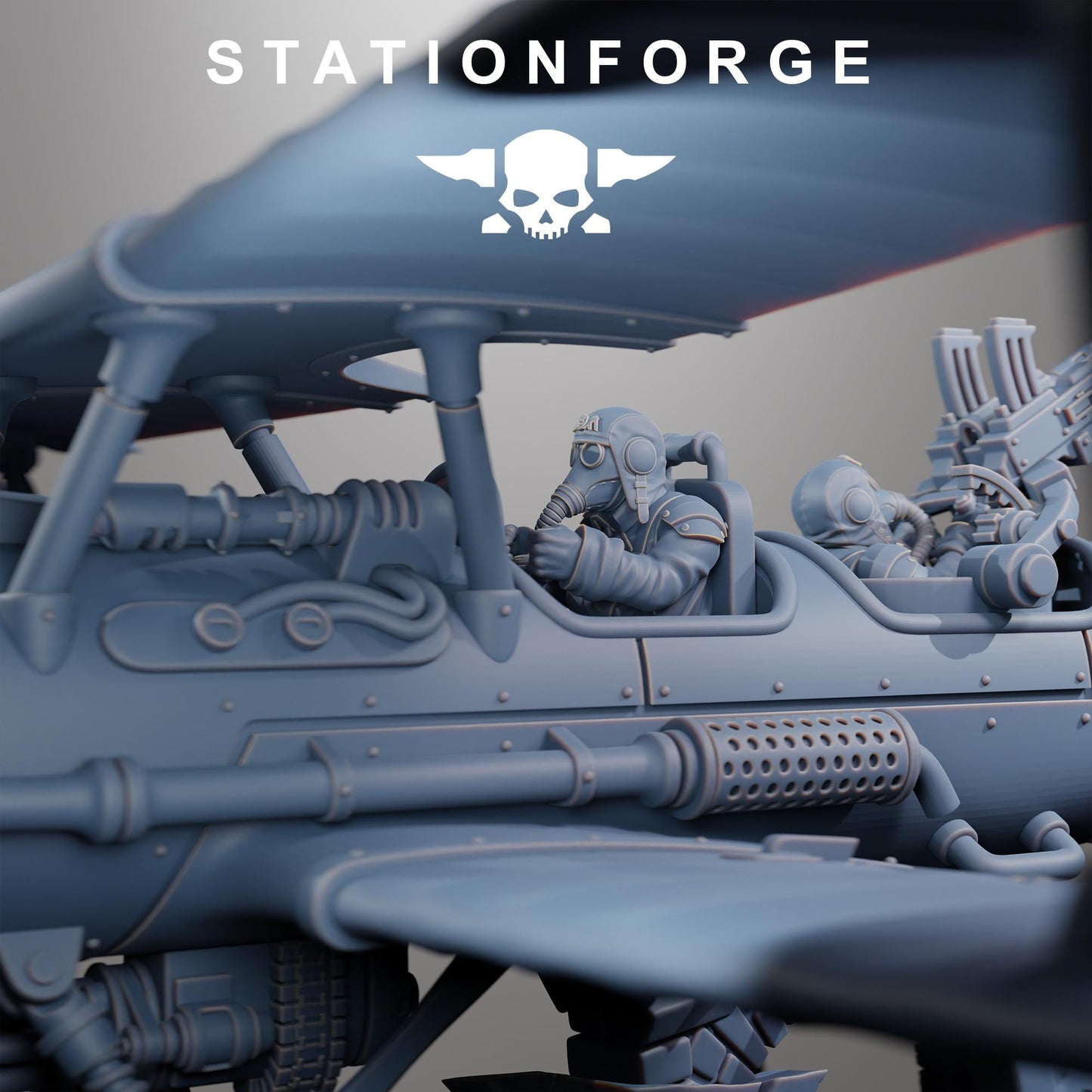 GrimGuard SF-14A Biplane, Modular Sci-Fi Guardsmen Airplane by STATIONFORGE, Sci-fi Wargames Proxy, Imperial Guard Biplane.