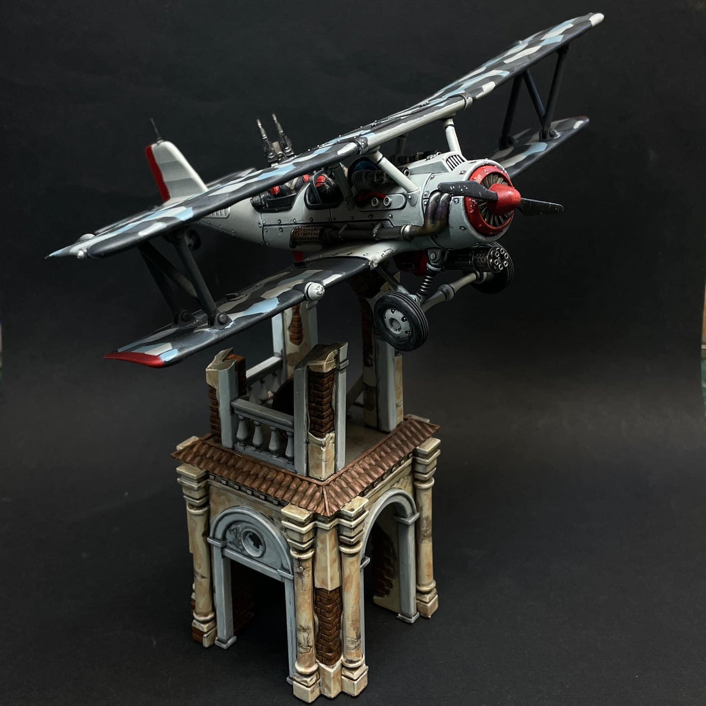 GrimGuard SF-14A Biplane, Modular Sci-Fi Guardsmen Airplane by STATIONFORGE, Sci-fi Wargames Proxy, Imperial Guard Biplane.