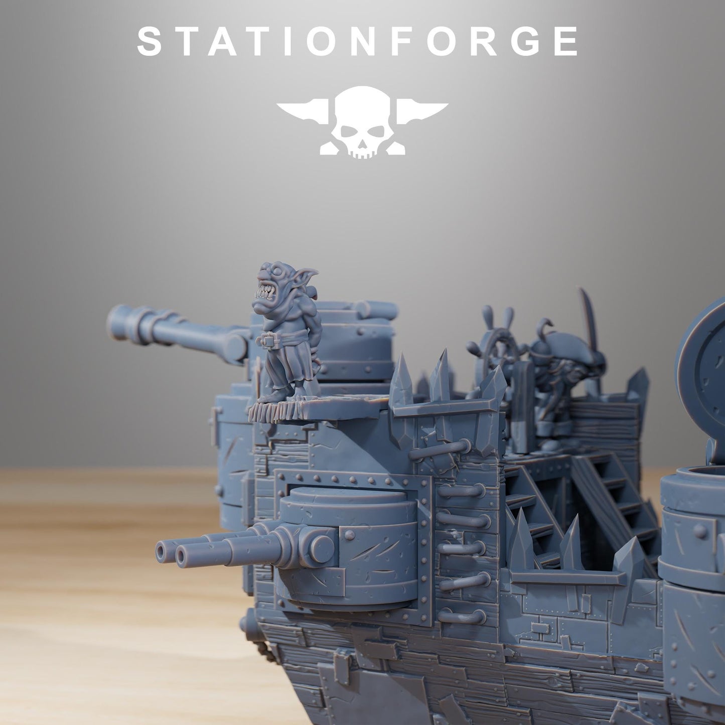 Gobs Pearl Battle Ship, Space-Faring Orkish Menace Sculpted by STATIONFORGE, Grimdark Compatible, Sci-Fi Wargame Scale